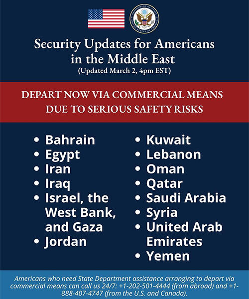 미 국무부, 중동 체류 자국민에 출국 촉구 (사진=모라 람다르 미 국무부 차관보 엑스 캡처, 연합뉴스)