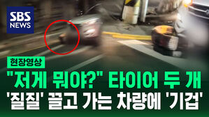 [현장영상] 타이어 끌고 가는 차량에 '기겁' 도로에서 목격된 '아슬아슬' 주행자들