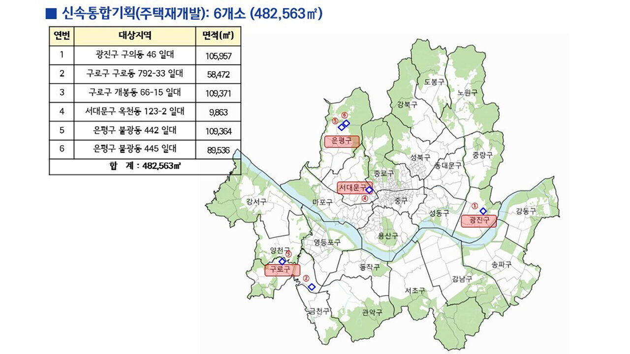 토지거래허가구역으로 신규 지정된 신통기획 후보지 (사진=서울시 제공, 연합뉴스)
