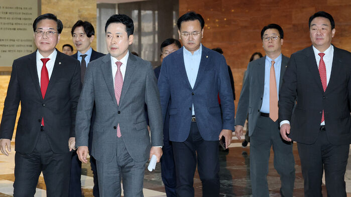 국민의힘 장동혁 대표와 송언석 원내대표 등 지도부