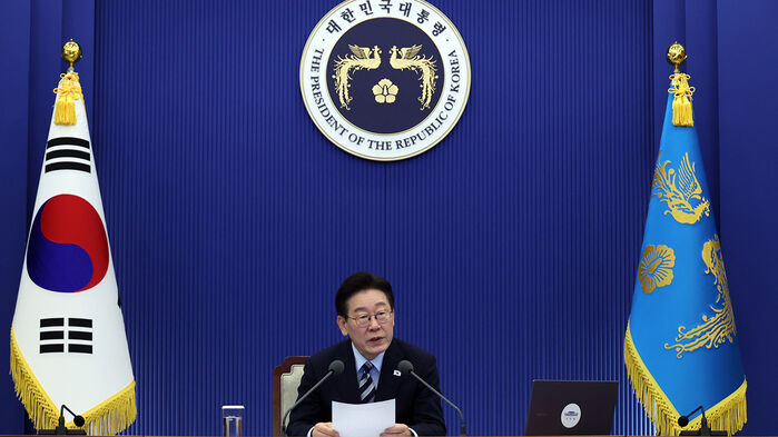 이재명 대통령이 12일 청와대에서 열린 수석보좌관회의에서 발언하고 있다. (사진=연합뉴스)