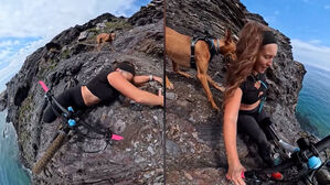 "웬 개가" 자전거 타다 절벽으로 미끌&hellip;아찔 사고