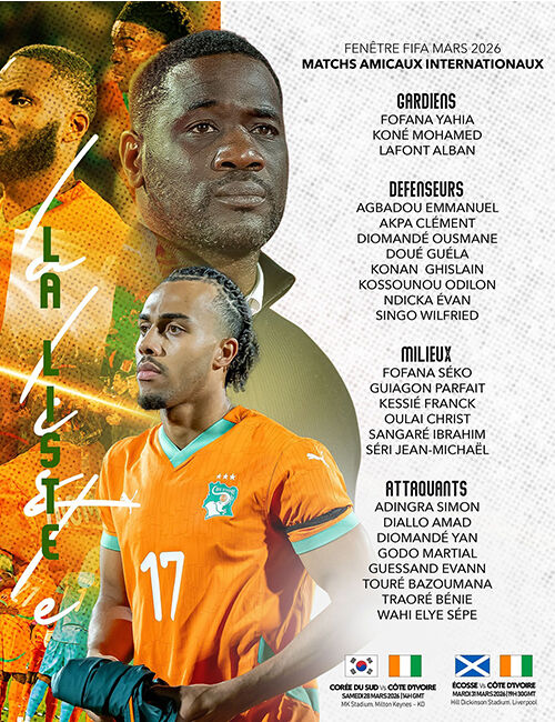 3월 A매치에 나설 코트디부아르 축구대표팀 명단 (사진=코트디부아르축구협회 SNS 캡처, 연합뉴스)