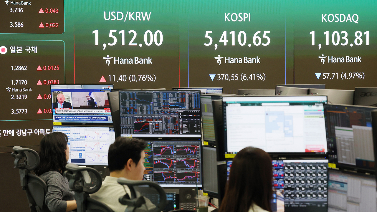 <!HS>중동<!HE> 전쟁 격화에 코스피 '검은 월요일'…5% 급락 5,500선 내줘