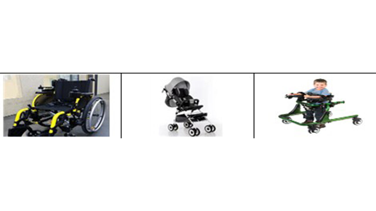아동용 전동휠체어(왼쪽부터), 장애인용 유모차, 몸통지지 보행차 (사진=보건복지부 제공, 연합뉴스)
