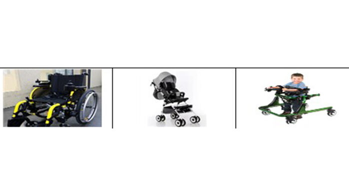 아동용 전동휠체어(왼쪽부터), 장애인용 유모차, 몸통지지 보행차 (사진=보건복지부 제공, 연합뉴스)