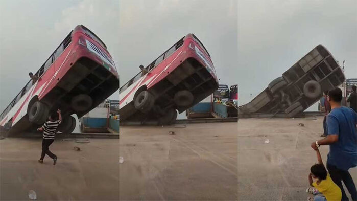 추락 당시 버스 모습