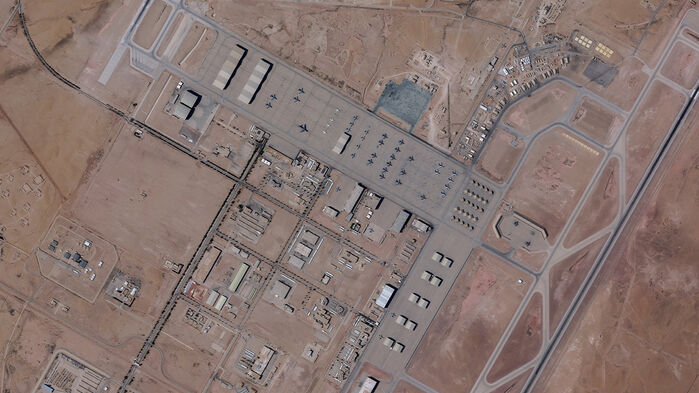 전쟁 발발 전인 2월 21일 인공위성으로 촬영된 사우디아라비아 프린스술탄 미국 공군기지 모습
