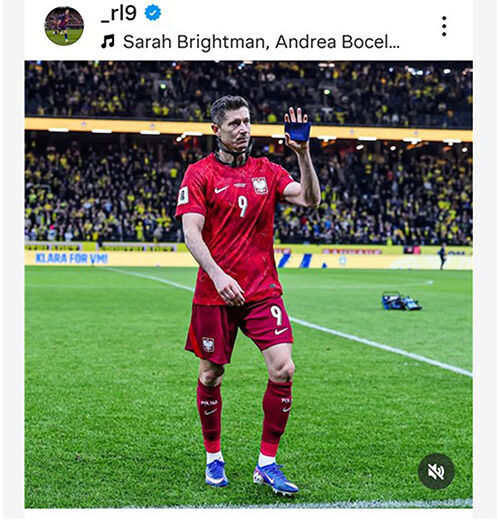 폴란드가 북중미 월드컵 본선 진출에 실패한 뒤 레반도프스키의 모습. (사진=레반도프스키 SNS, 연합뉴스)