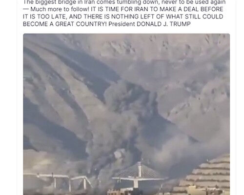 트럼프 대통령이 올린 교량 폭파 영상 캡처
