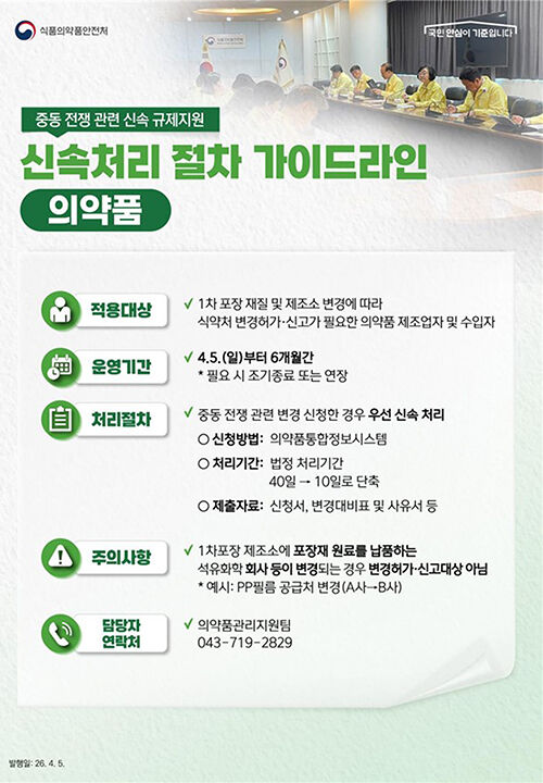 신속처리 절차 가이드라인 (사진=식품의약품안전처 제공, 연합뉴스)