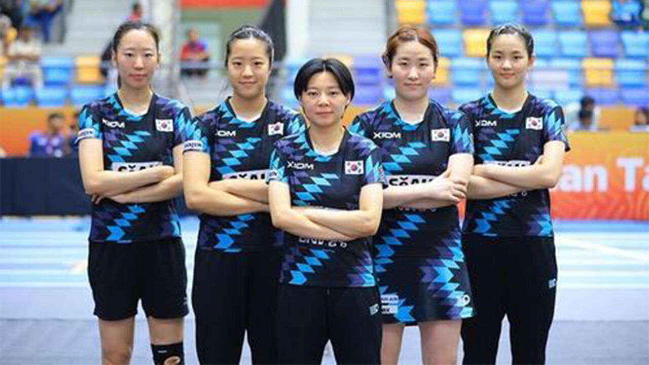 작년 탁구 아시아선수권에 출전한 한국 여자 대표팀