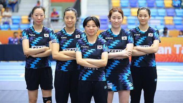 작년 탁구 아시아선수권에 출전한 한국 여자 대표팀