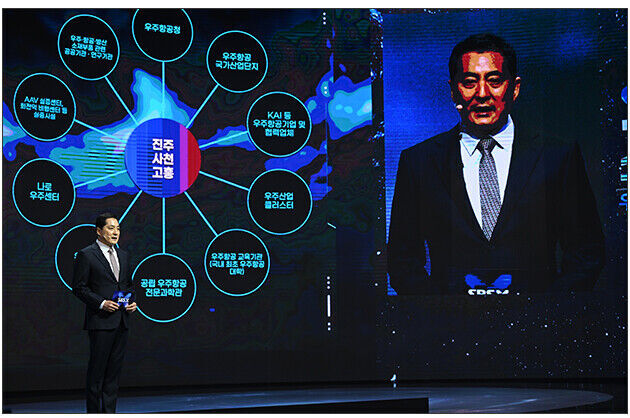 우주관련 법안 발의 국민의힘 의원 대표로 축사 중인 박대출 국민의힘 의원