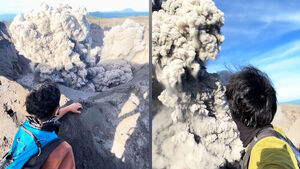 등산 중 갑자기 '펑'&hellip;눈앞에서 솟구쳐 아수라장