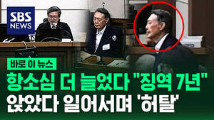 항소심 더 늘어 "징역 7년"&hellip;윤석열, 앉았다 일어서며 '허탈'