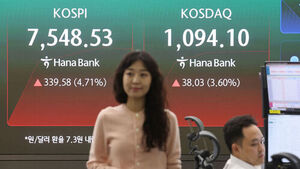 코스피, 급등 출발&hellip;4%대 상승해 7,500선 회복