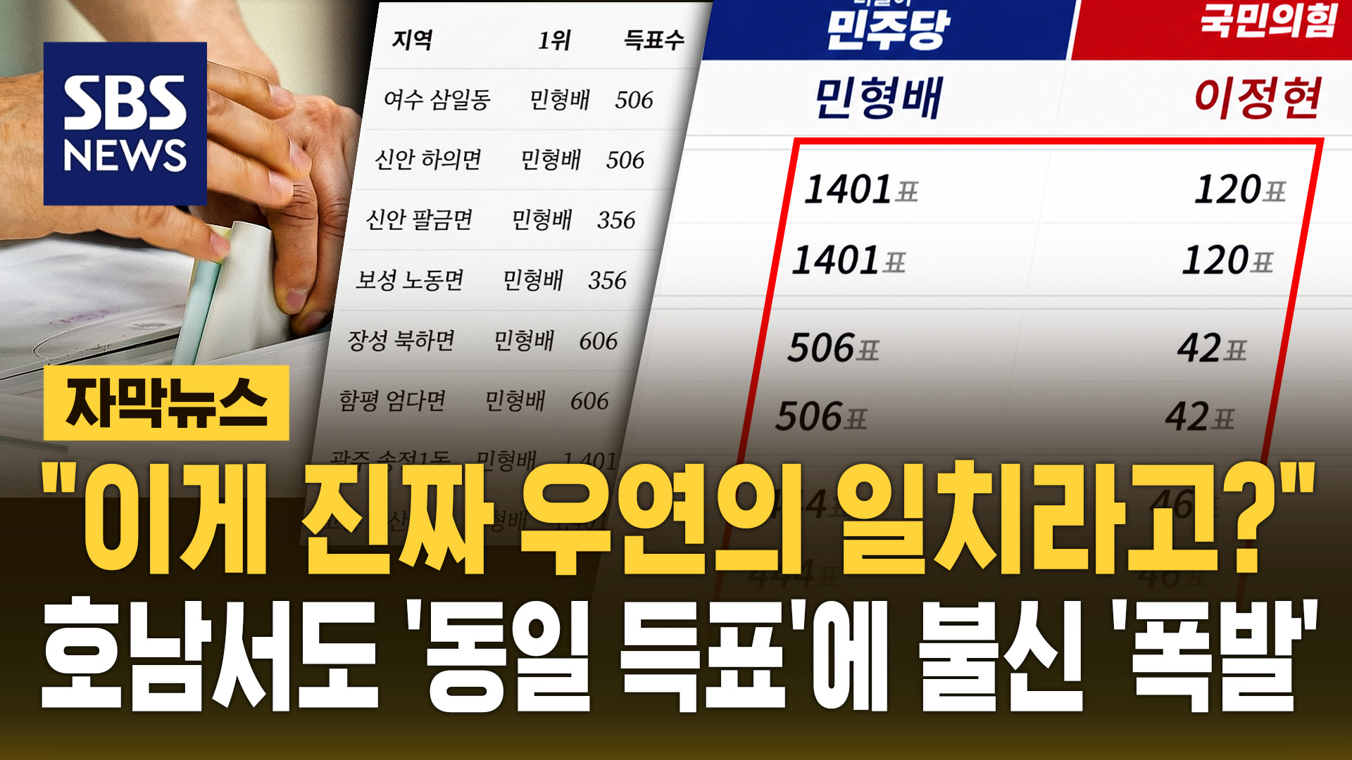 호남서도 '동일 득표' 논란…선관위 해명에 "이게 우연?"
