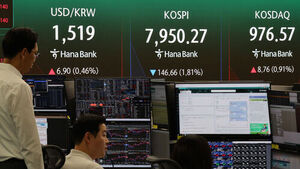 KOSPI Falls Back Below 8,000; Drops 1-2% in Early Trading to 7,900 Range