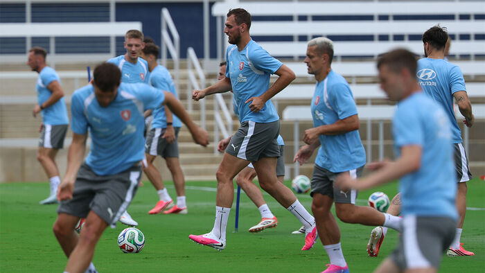 Czech players train at Texas Health Mansfield Stadium in Mansfield, Texas, on the morning of June 7 (local time).