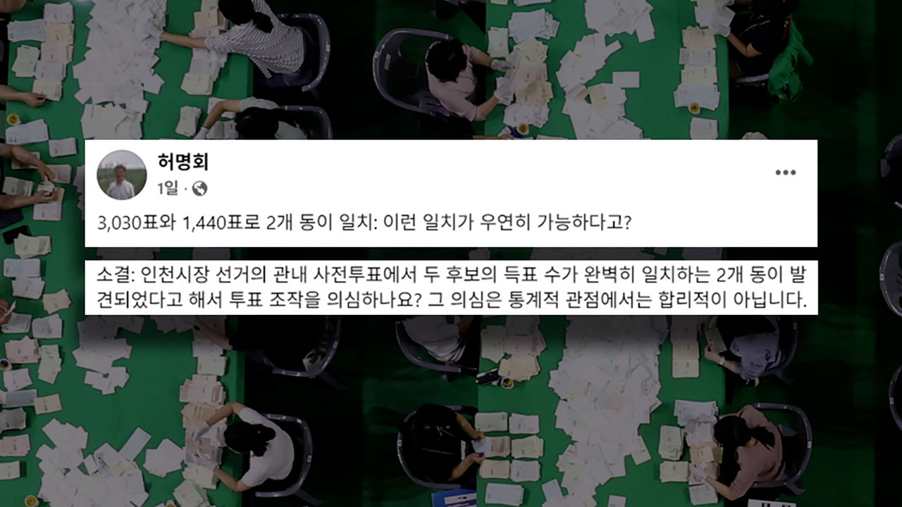 "동일 득표 발생 확률은 0.9%"…"5.9억 분의 1은 주술"