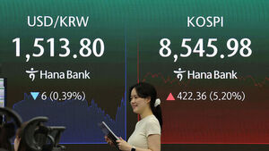 종전 합의&middot;외국인 1조 순매수에&hellip;환율 8.7원 내린 1,511.1원