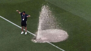 Unexpected Water Spray Causes Chaos at World Cup Stadium