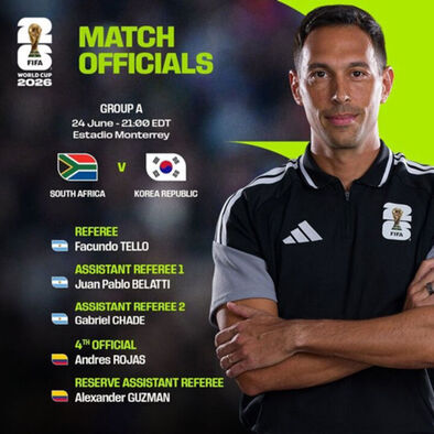 Referee list for the Korea-South Africa match (Photo: FIFA X capture, Yonhap News)