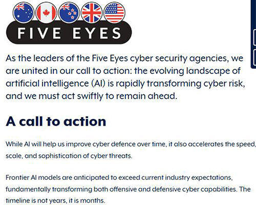 A public warning by the Western intelligence alliance (Photo: Captured from Australian government announcement, Yonhap News)