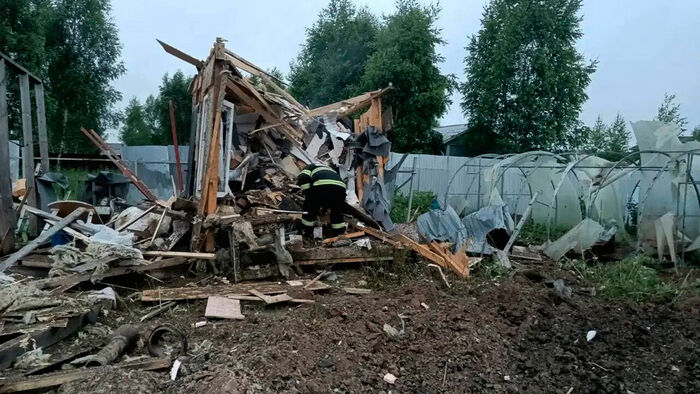 A village on the outskirts of Moscow, Russia, hit by a Ukrainian drone strike on June 18 (local time)