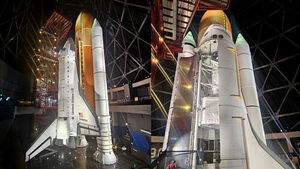 20-Story-Tall Space Shuttle Standing Tall: US Endeavour Displayed Vertically