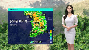 낮더위 이어져, 전국 주요 도시 기온 지도와 기상 캐스터 모습.