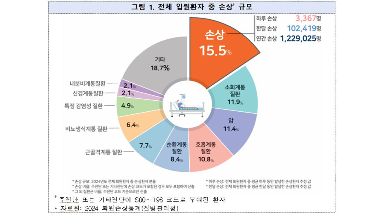 전체 입원환자 중 '손상' 규모 (사진=질병관리청 제공, 연합뉴스)