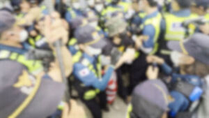 Chaos Erupts Outside Vote Counting Center: Protesters Clash with Police