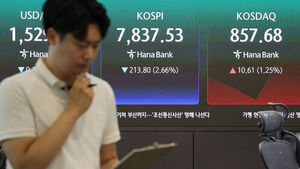 코스피, 급락에 '매도 사이드카' 발동&hellip;5%대 하락하며 7,500선