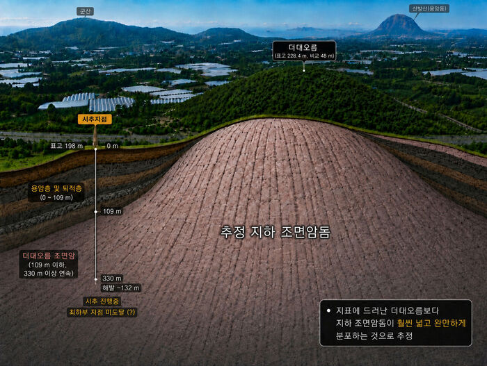 Schematic of the Deode Oreum lava dome (Photo courtesy of Jeju Special Self-Governing Province, Yonhap News)