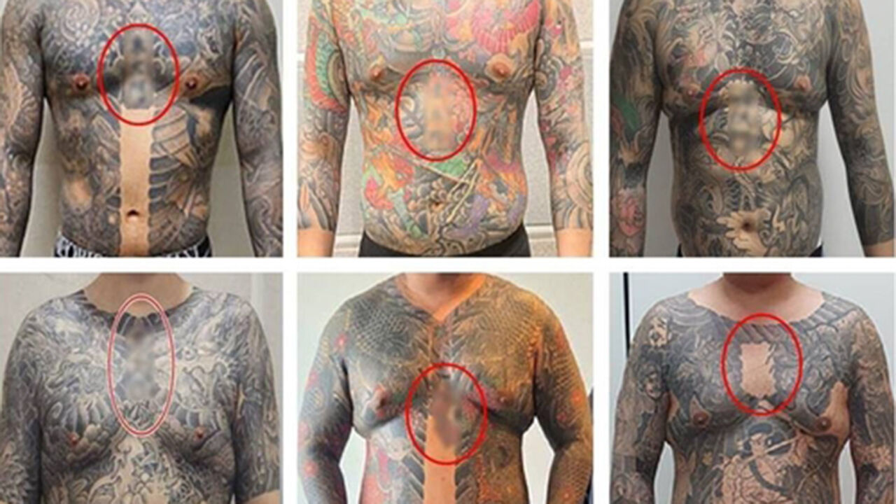 Gang members with 'Dongdaemun' tattooed on their chests (Photo provided by Seoul Metropolitan Police Agency, Yonhap News)