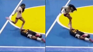 Futsal Player Kicks Fallen Opponent in the Head, Throws Punches When Stopped
