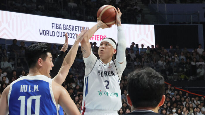 3일 경기 고양 소노 아레나에서 열린 2027 FIBA 월드컵 아시아 예선 1라운드 B조 윈도3 한국-대만 경기에서 최준용이 슛하고 있다. (사진=연합뉴스)