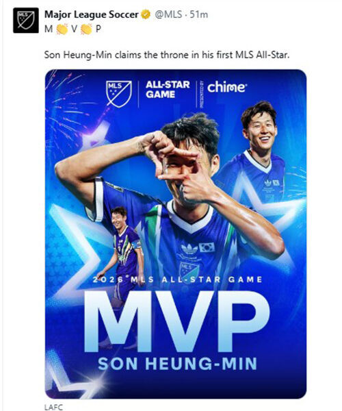 MLS announces Son Heung-min being selected as MVP. (Photo: MLS SNS, Yonhap News)