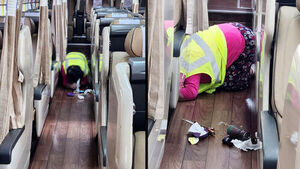 Wiping the Floor Like Her Own Living Room... Moving Photo of "True Professional"
