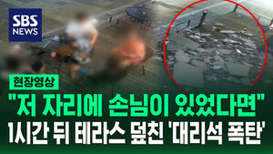 Narrow Escape from Disaster... 'Marble Bomb' Collapses onto Cafe Terrace