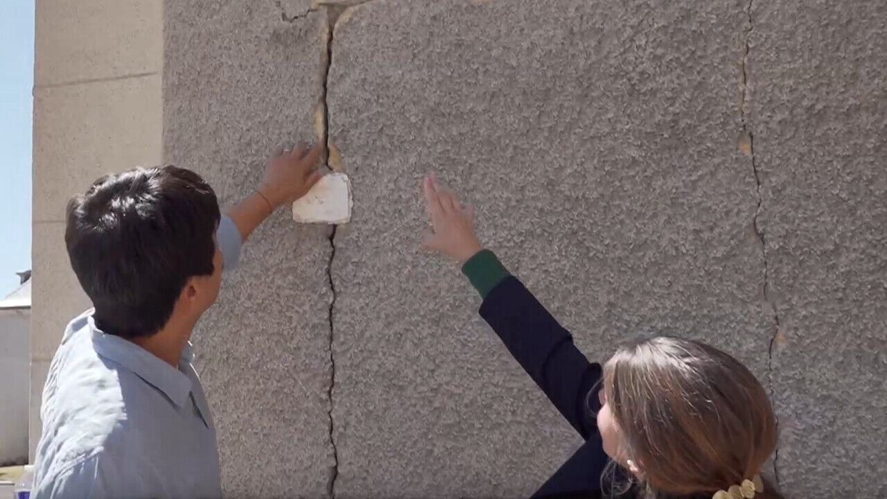 Cracks appearing in a house due to drought in a village in central France