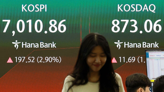 코스피, 2%대 올라 '닷새 연속 상승'&hellip;장중 '7천피' 회복