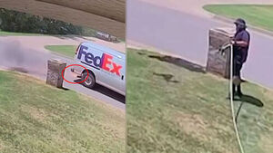 Flames Erupt as Delivery Truck Passes... Quick Thinking by Delivery Driver Puts Out Fire