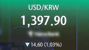 원 달러 환율 1,397.90원, 전일 대비 14.60원 하락