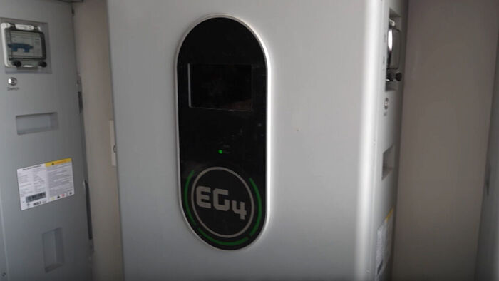 Battery ESS installed in a storage shed