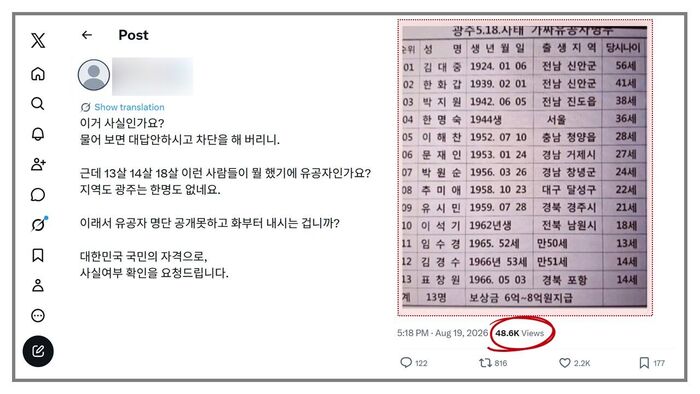 팩트체크 사실은 5.18 허위 정보 재확산