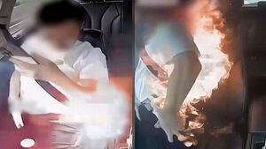 Flames Erupt from Moving Taxi... The Cause Behind the Sudden Explosion