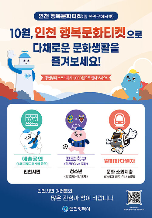 Incheon Happy Culture Ticket program (Photo: Incheon Metropolitan City, Yonhap News)